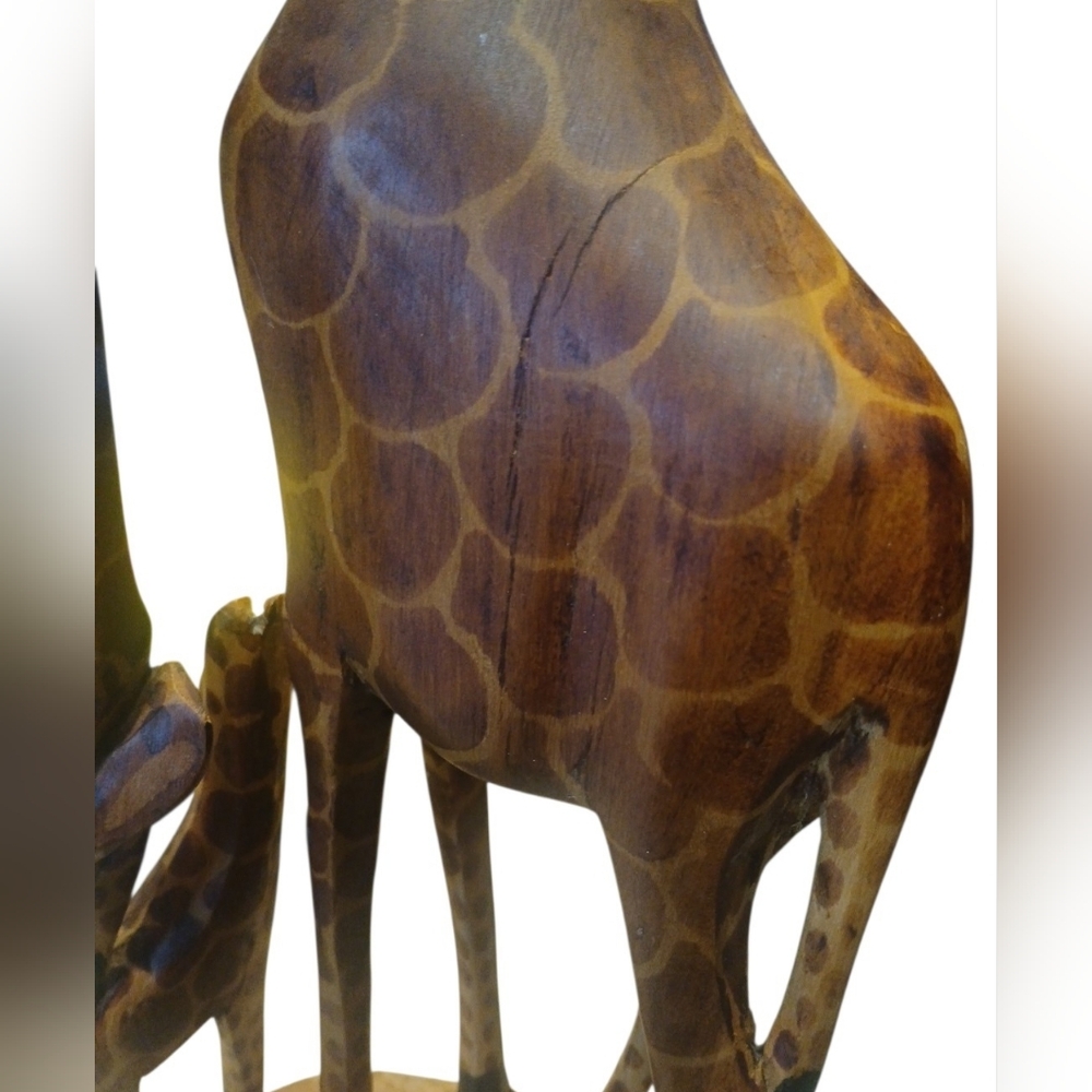 Handcrafted Wooden Giraffe Sculpture - Picture 7 of 8